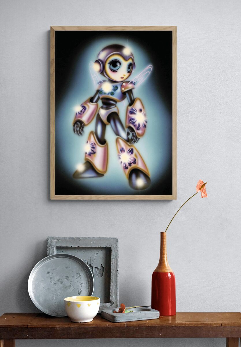 Futuristic Robot Girl — Digital Art Print. — room view 3