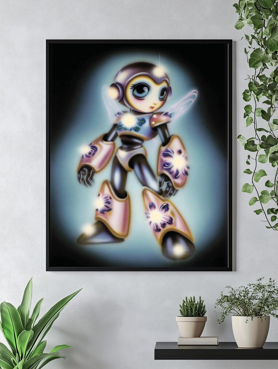 Futuristic Robot Girl — Digital Art Print. — room view 4