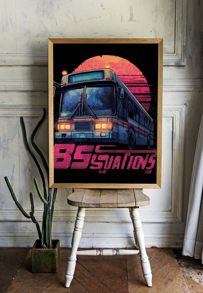 Retro Bus — Vintage Print. — room view 1