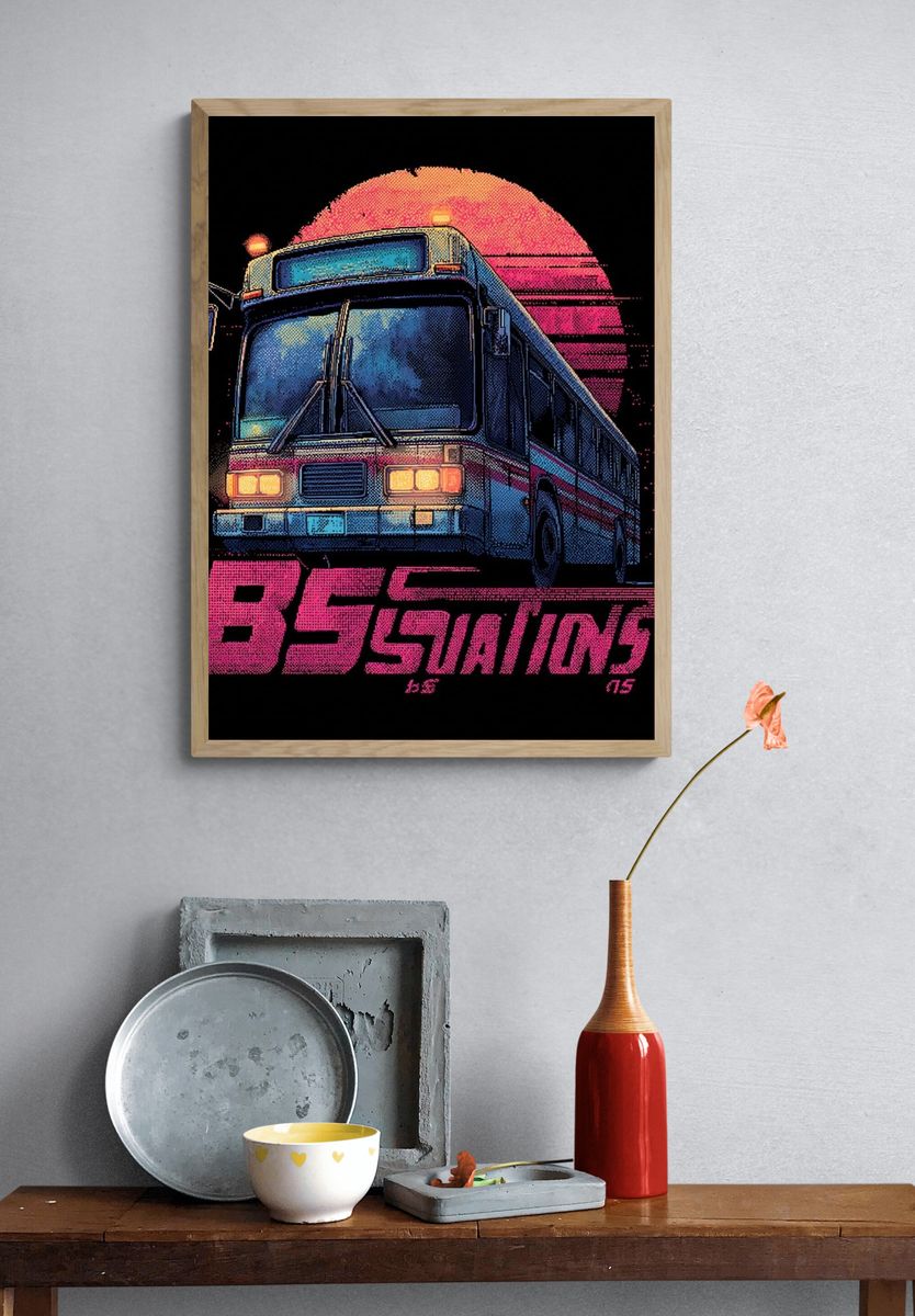 Retro Bus — Vintage Print. — room view 3