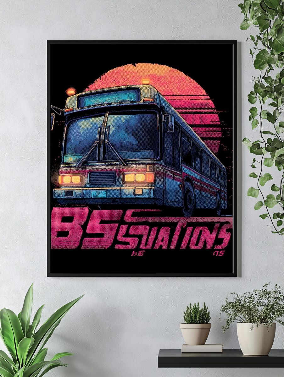 Retro Bus — Vintage Print. — room view 4
