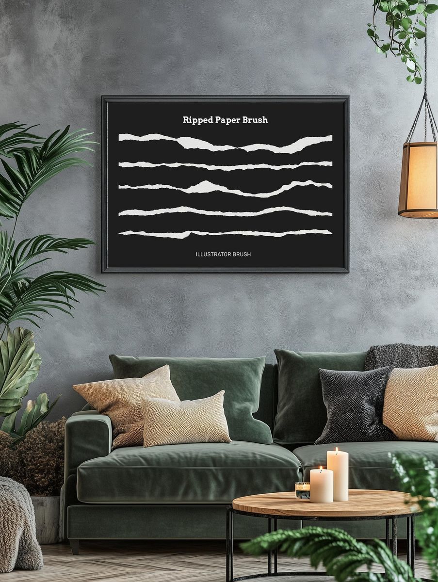 Ripped Paper Brush — Illustrator Brush Print. — room view 4