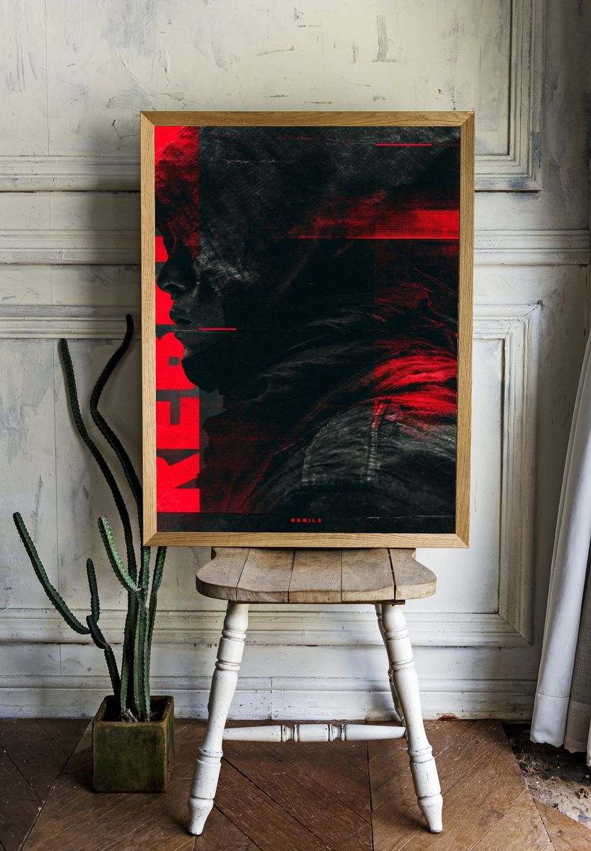 Red Rebirth Portrait Print. — room view 1