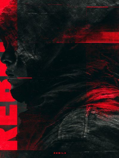 Red Rebirth Portrait Print. poster