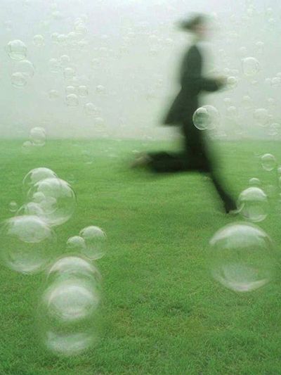 Running in Bubbles — Photography Print. poster print