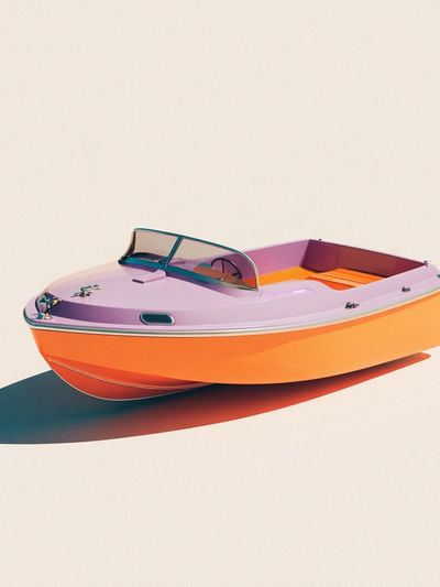 Colorful Retro Boat Poster. poster print