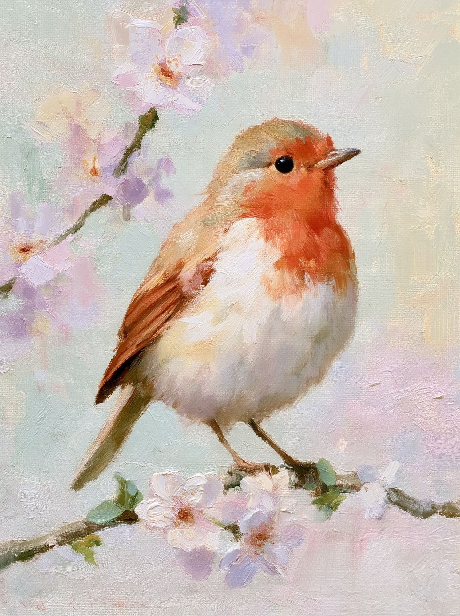 Robin Blossom Fine-Art Poster. poster detail