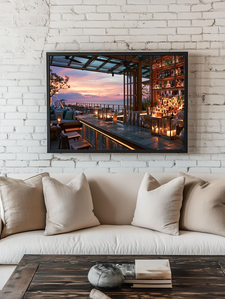 Sunset Rooftop Bar Photography Poster. room preview