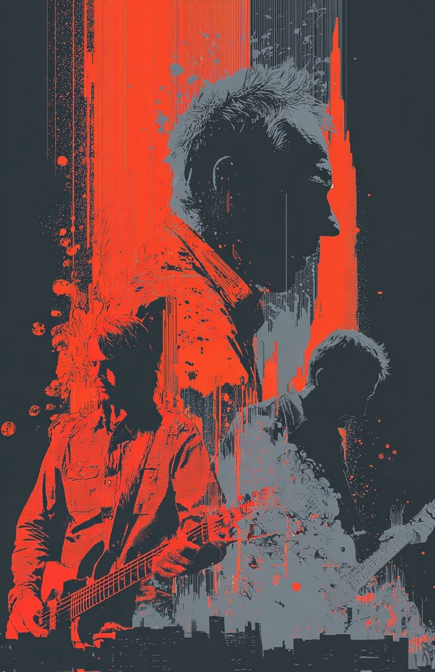 Rock Band Silhouette — Music Art Print. poster — music art