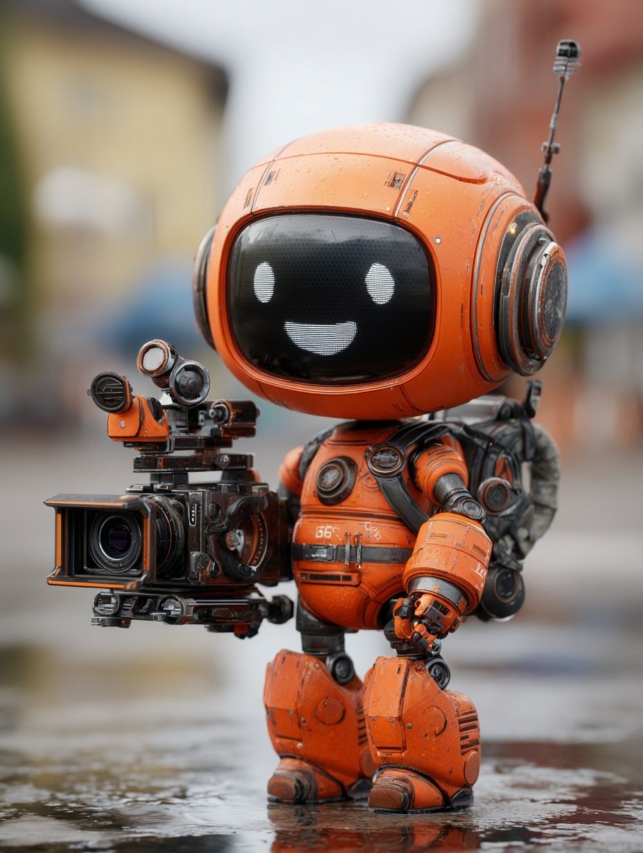 Happy Robot with Camera — Digital Art Print. poster detail