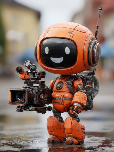 Happy Robot with Camera — Digital Art Print. poster print
