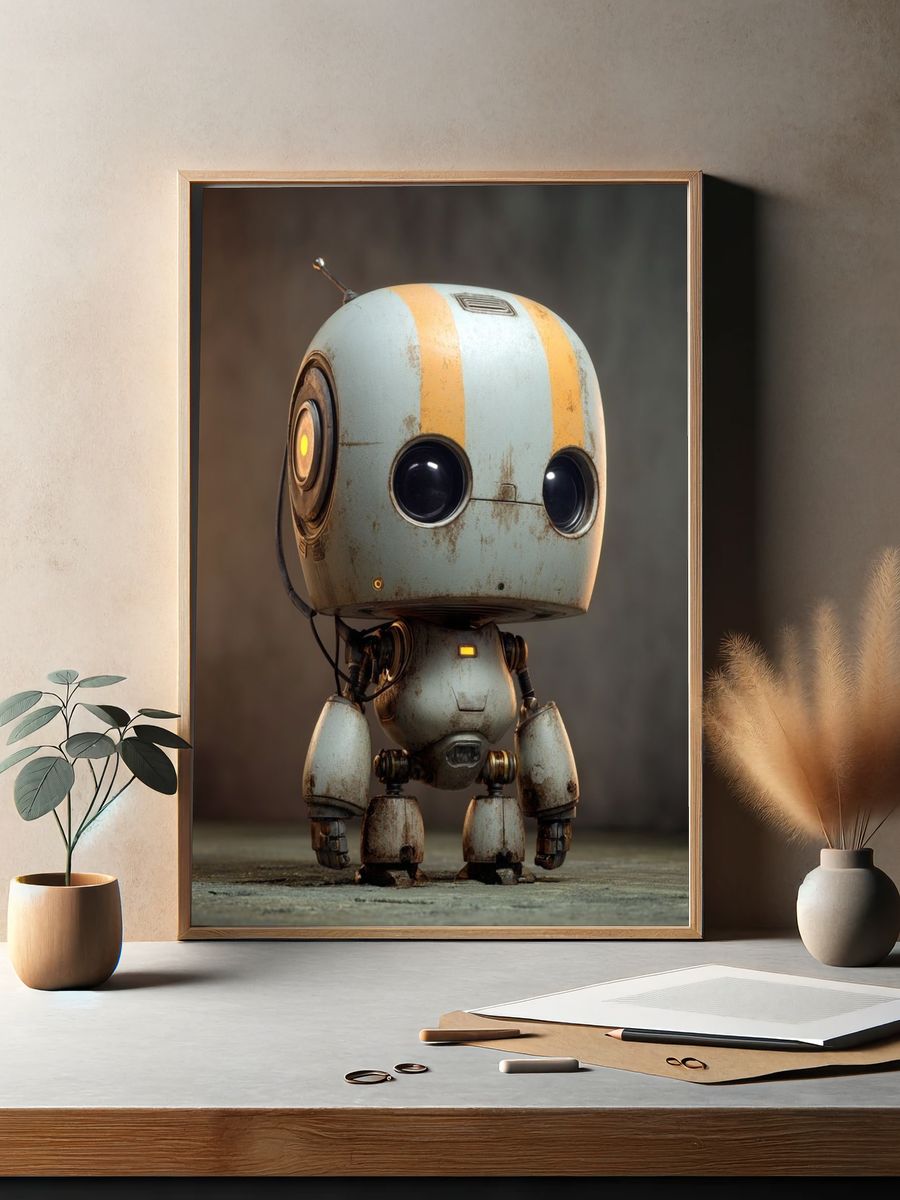 Vintage Robot Character — Illustration Print. — room view 2