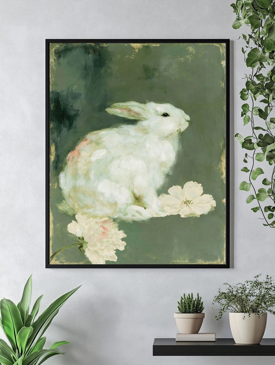 White Rabbit Botanical Print. — room view 4