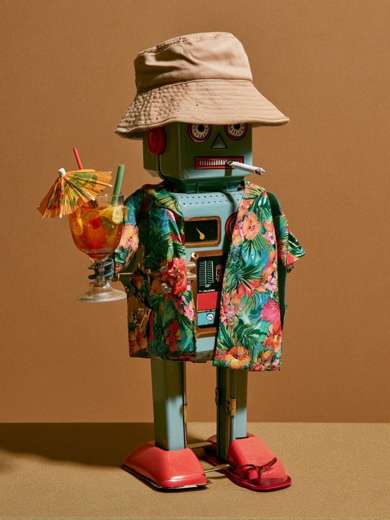 Tropical Robot Cocktail Photography Poster. poster detail