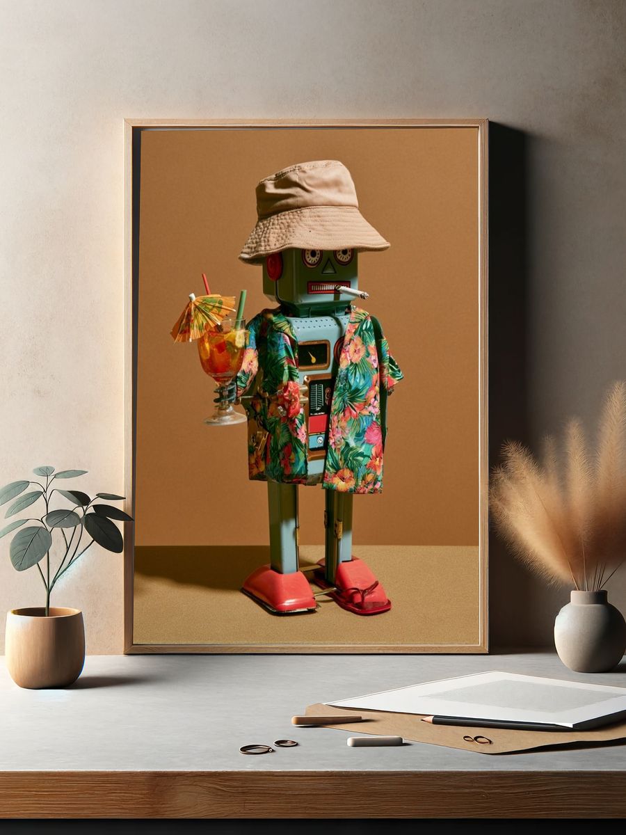 Tropical Robot Cocktail Photography Poster. — room view 2