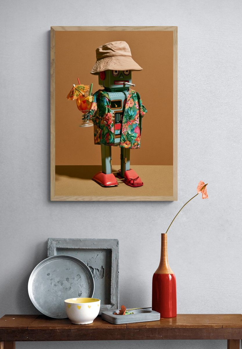 Tropical Robot Cocktail Photography Poster. — room view 3