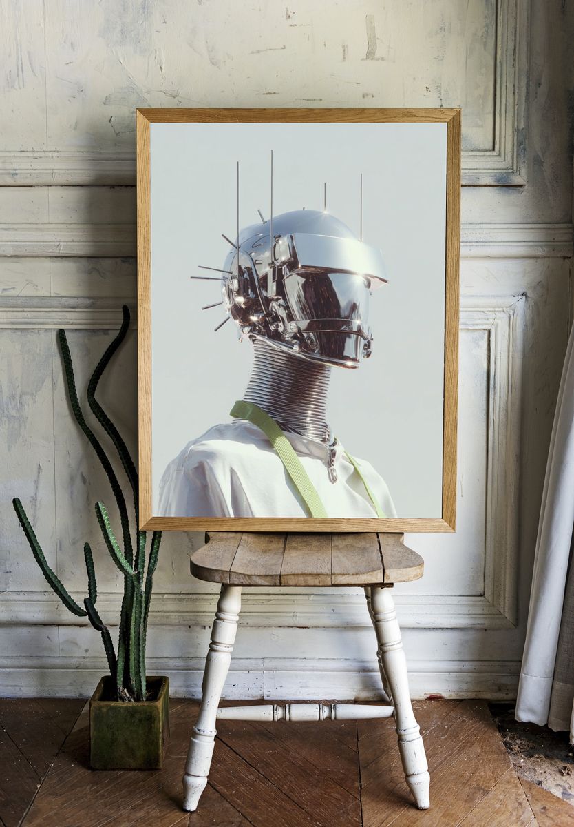 Futuristic Robot Head — Digital Art Print room preview