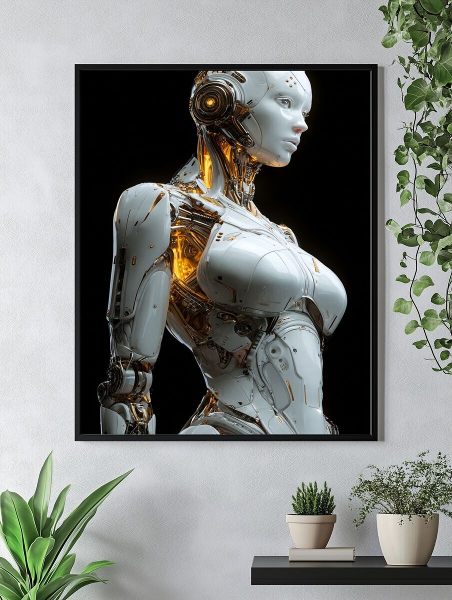 Futuristic Robot Portrait Poster. — room view 4