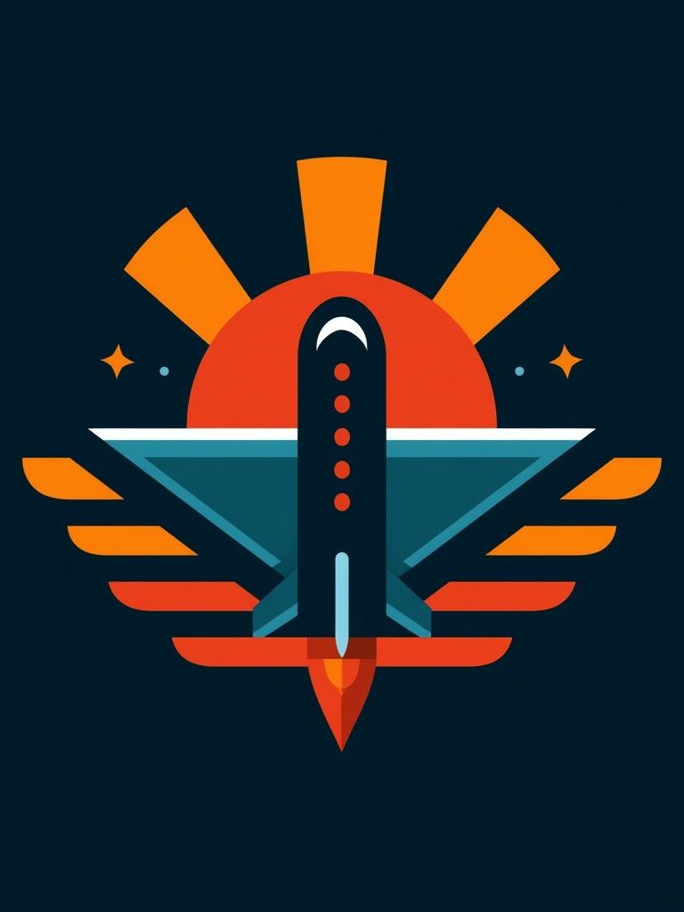 Retro Rocket Emblem Poster. poster — illustration art