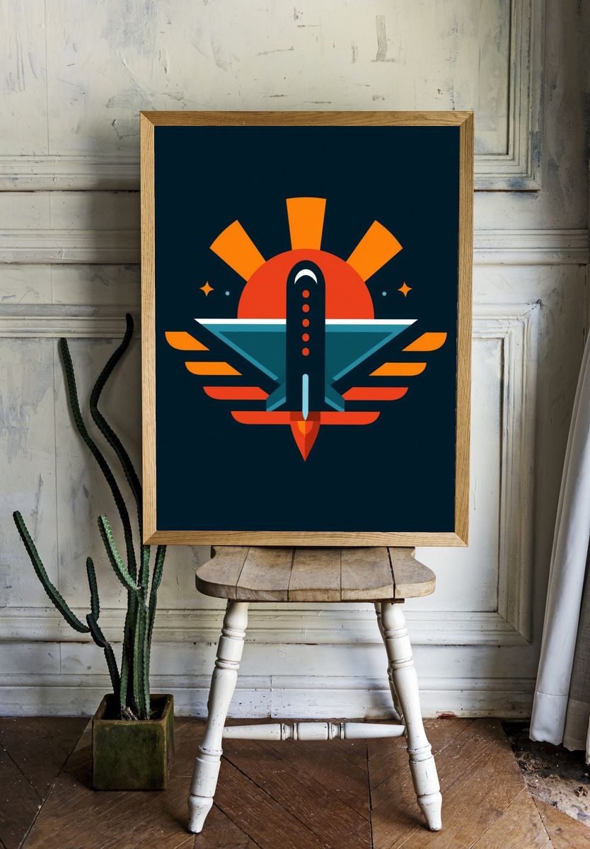 Retro Rocket Emblem Poster. room preview
