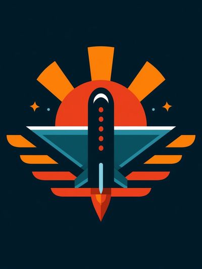 Retro Rocket Emblem Poster. poster
