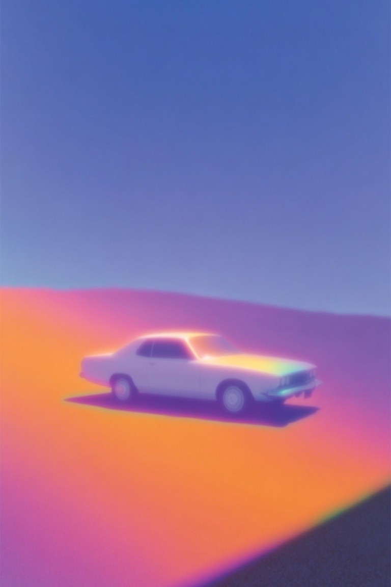 Retro Car Sunset Poster. poster — vintage art