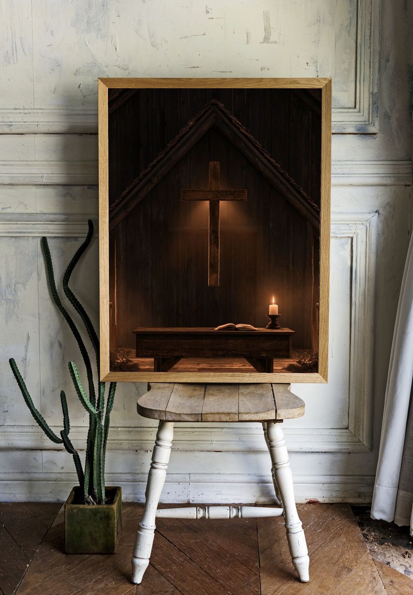 Rustic Chapel Cross Poster. room preview
