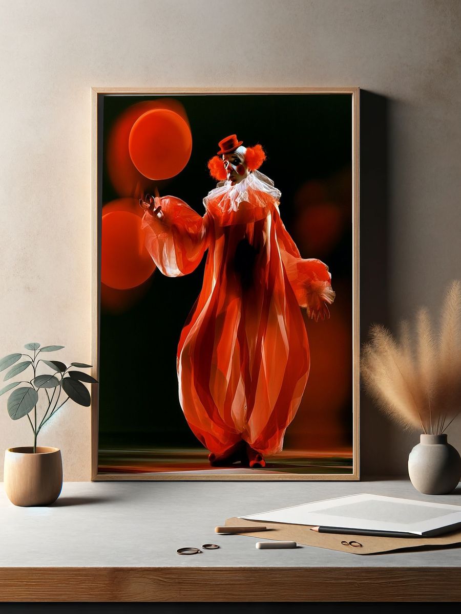 Red Clown Performance Photography Poster. — room view 2