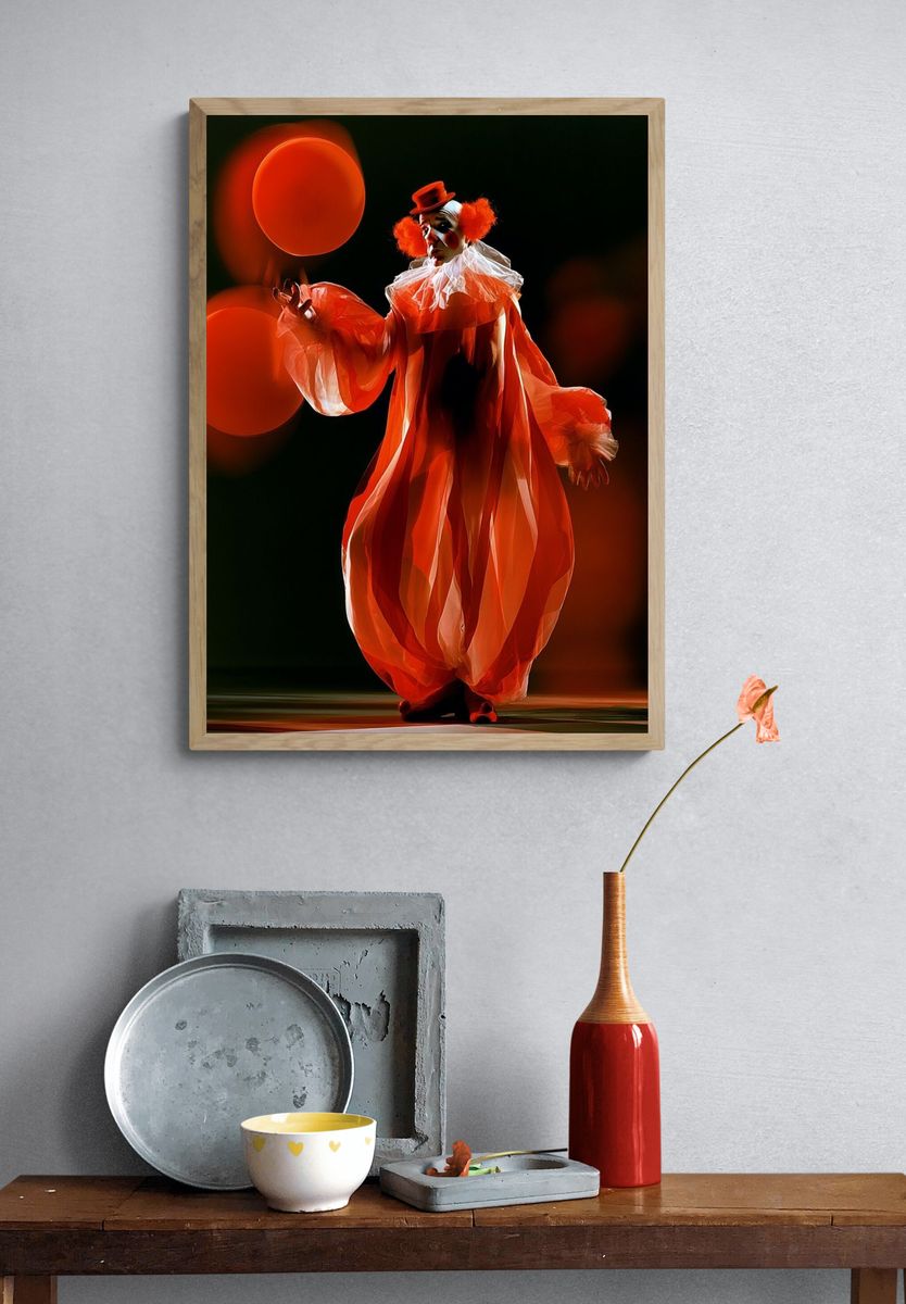 Red Clown Performance Photography Poster. — room view 3