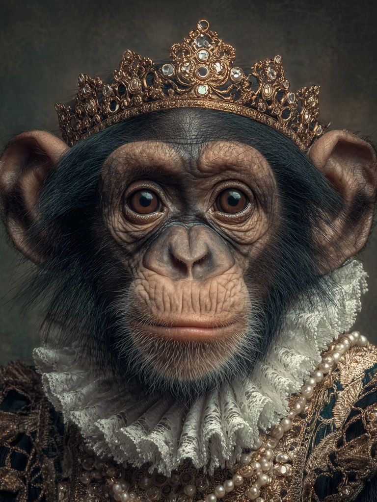 Regal Chimpanzee Portrait — Fine Art Print. poster detail