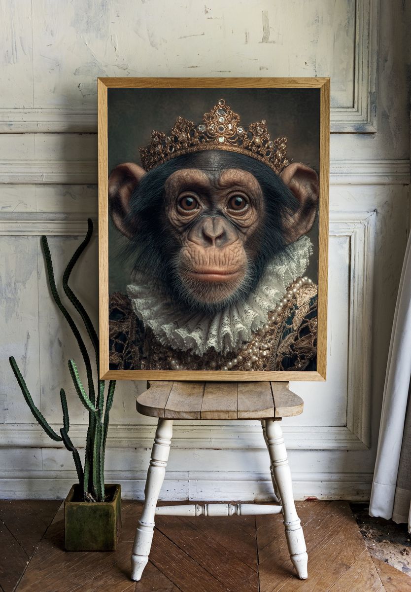 Regal Chimpanzee Portrait — Fine Art Print room preview