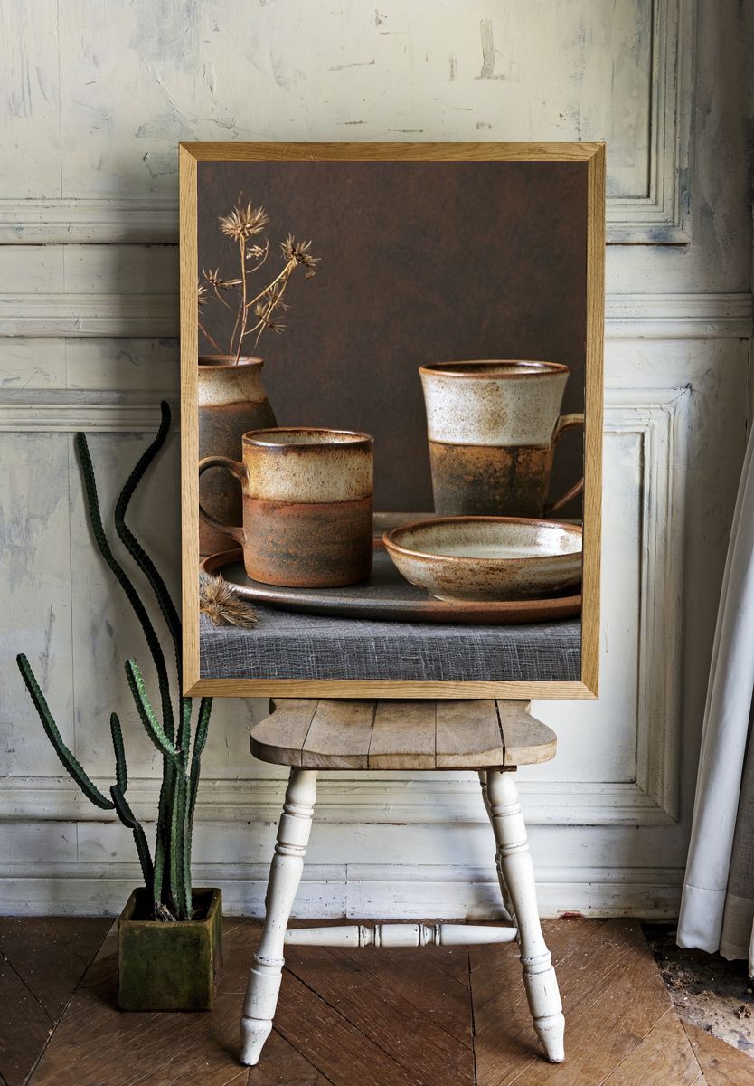 Rustic Ceramic Still Life Poster. — room view 1