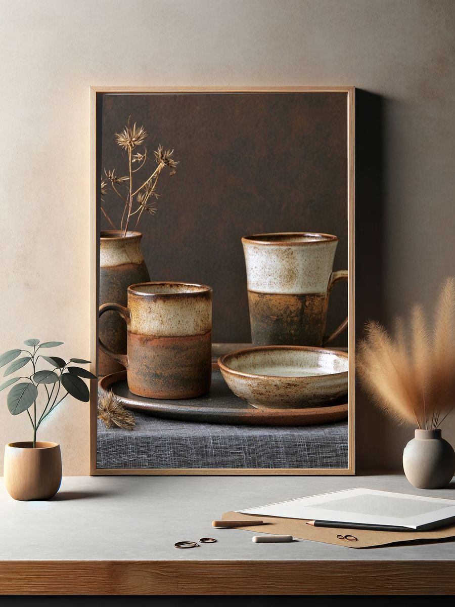 Rustic Ceramic Still Life Poster. — room view 2