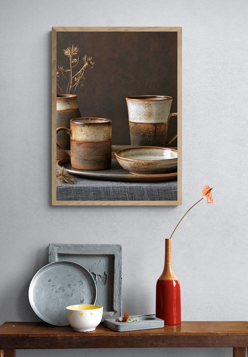 Rustic Ceramic Still Life Poster. — room view 3