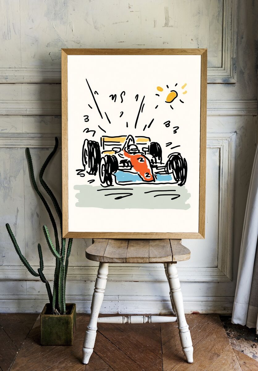 Race Car Illustration Poster room preview