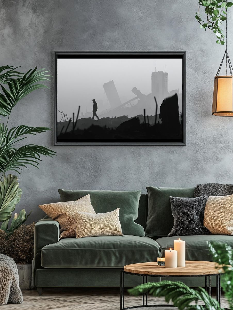 Ruined City Silhouette Print. — room view 4