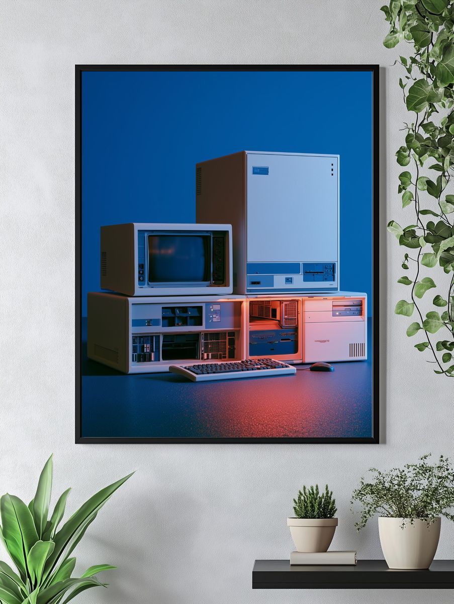 Retro Computer Stack Photography Poster. — room view 4