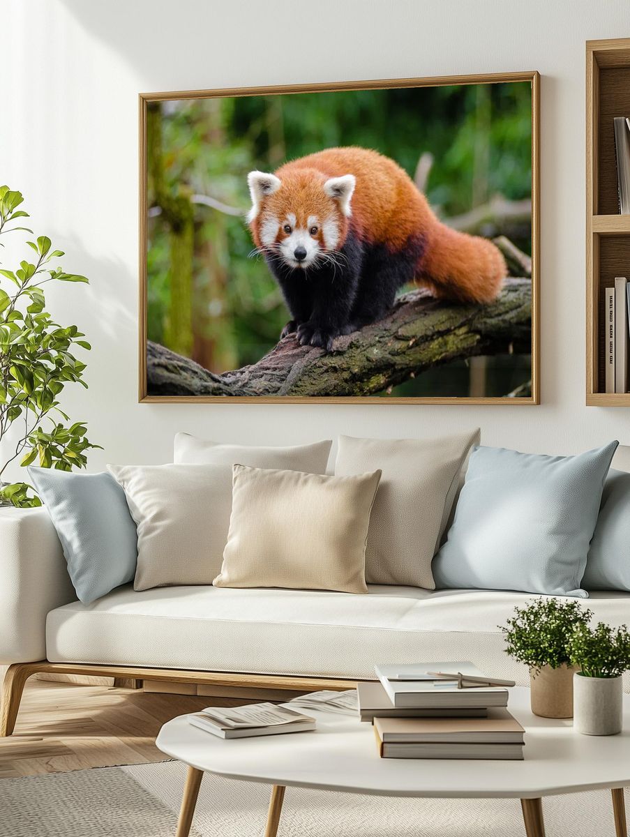 Red Panda on Tree Branch — Animal Photography Poster. — room view 2