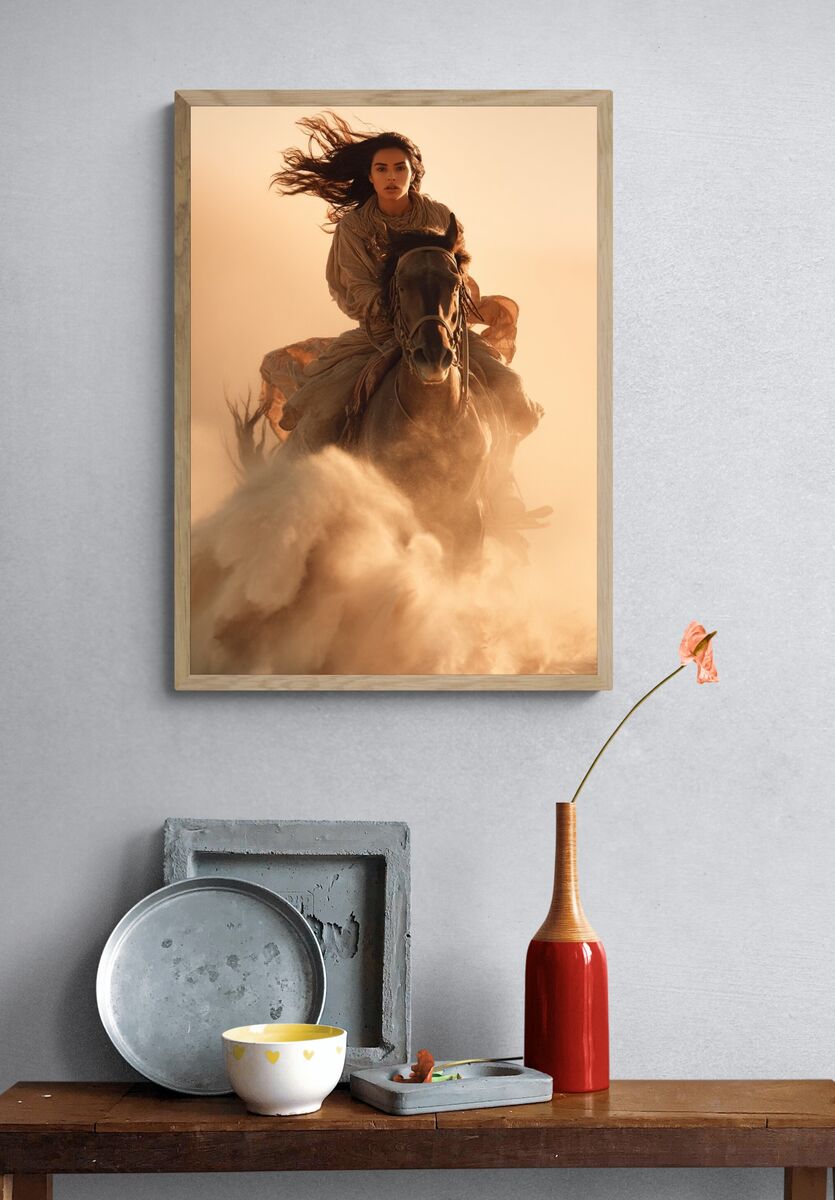 Rider in the Desert — Photography Print. — room view 3