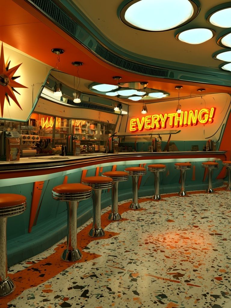 Retro Diner Interior Photography Poster. poster — photography art