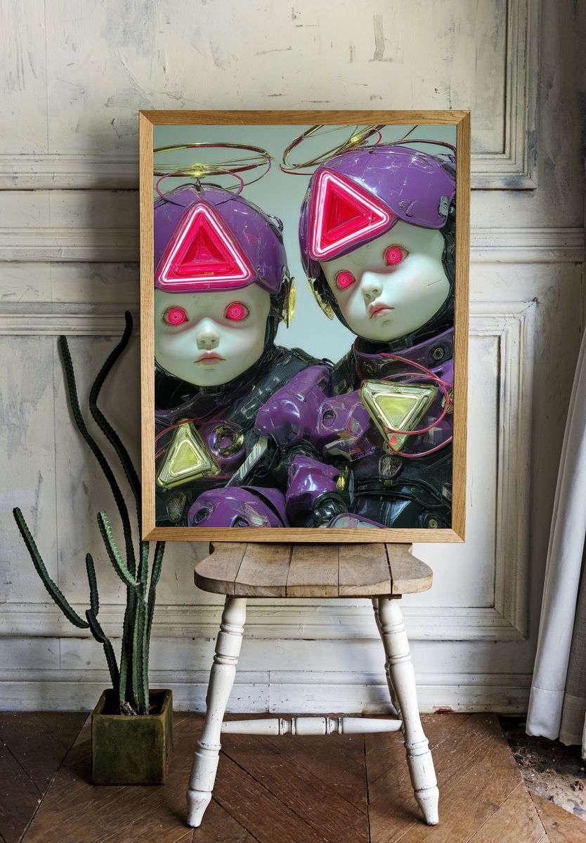 Futuristic Robot Dolls — Digital Art Print room preview