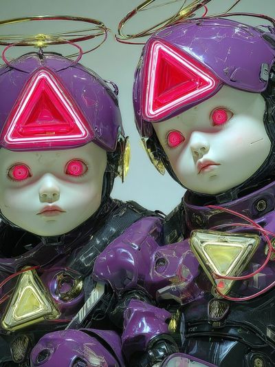 Futuristic Robot Dolls — Digital Art Print. poster