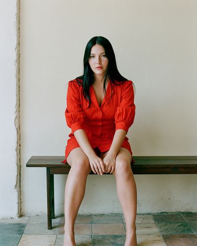 Red Dress Portrait Photography Poster. poster