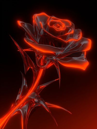 Glowing Red Rose — Digital Art Print. poster print