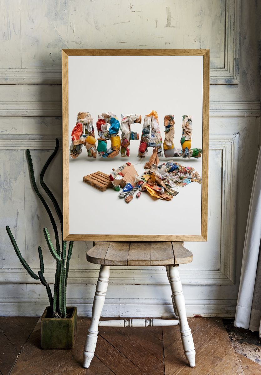 Recycled ABC Wall Art Poster. — room view 1