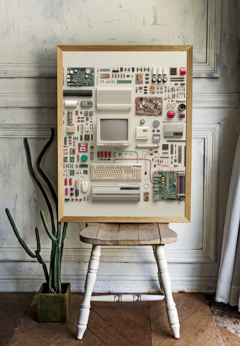 Retro Electronics Flat Lay Poster. — room view 1