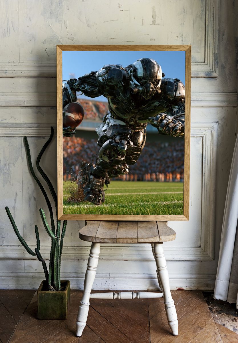Robot Football Runner Poster. — room view 1
