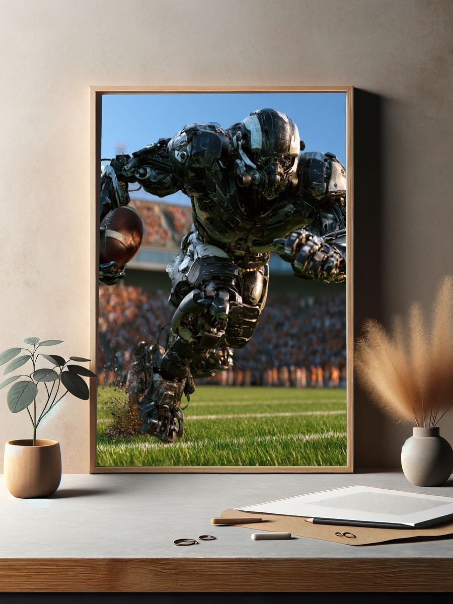 Robot Football Runner Poster. — room view 2