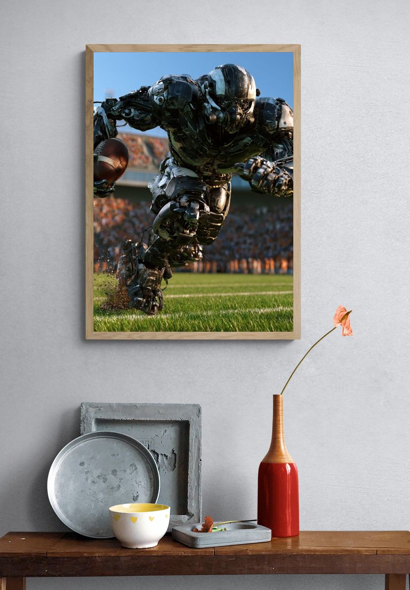 Robot Football Runner Poster. — room view 3