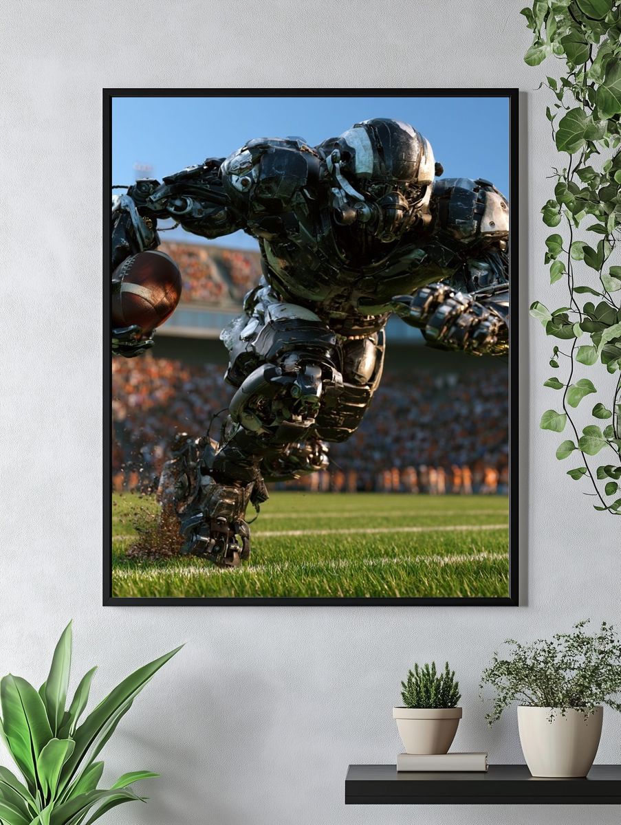 Robot Football Runner Poster. — room view 4